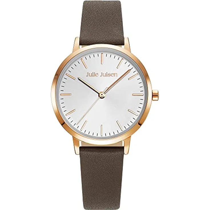 Julie Julsen JJW1027YGL-7 Damenuhr braun Lederarmband Metall 3 bar Analog