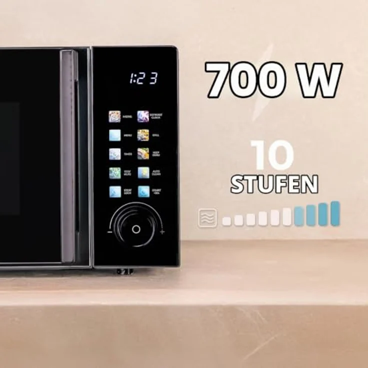 Cecotec Mikrowelle Proclean 6130, digitale Mikrowelle mit Grill, 20L, 700W, schwarz – Bild 4
