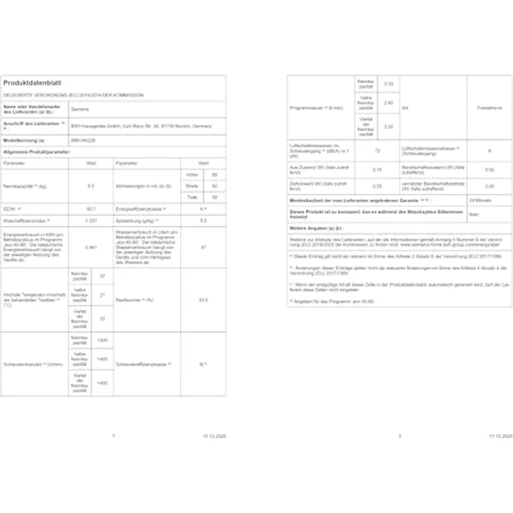 Siemens WM14N226, Freistehende Waschmaschine mit 8 kg Kapazität, Geräuschklasse A, weiß – Bild 19