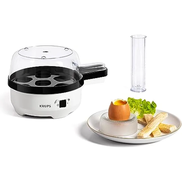 Krups Ovomat Spezial Eierkocher, Für bis zu 7 Eier, Inkl. Wasser-Messbecher mit Eierstecher, Eierhalter, Signalton, BPA-frei, EG233115