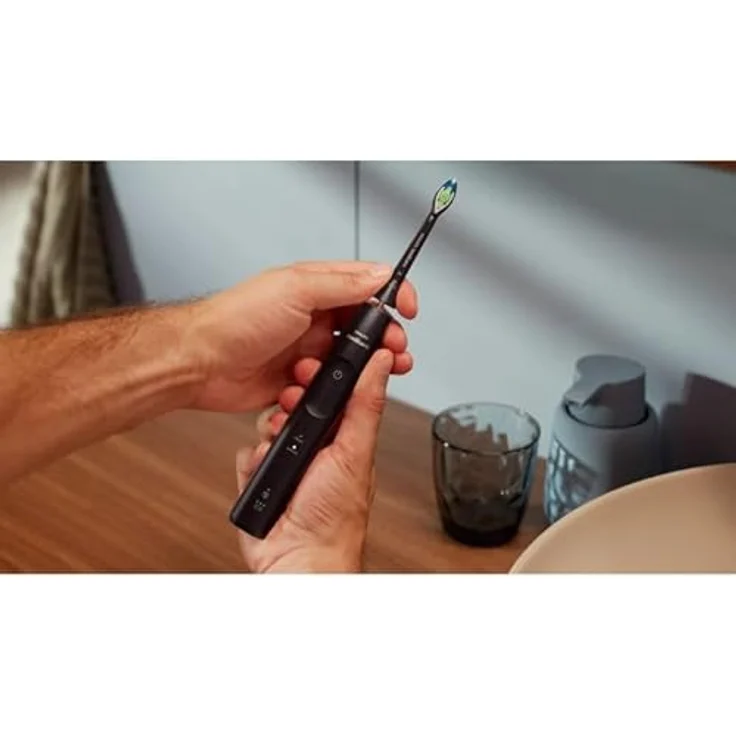 PHILIPS Sonicare HX7111/01 Series 5500, Elektrische Zahnbürste Schwarz mit Schalltechnologie und W2 Optimal White Bürstenkopf – Bild 3