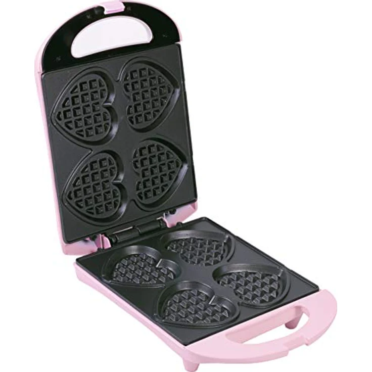 Bestron Waffeleisen für Herzwaffeln am Stiel, Retro Design, Sweet Dreams, 780 Watt, Rosa – Bild 3