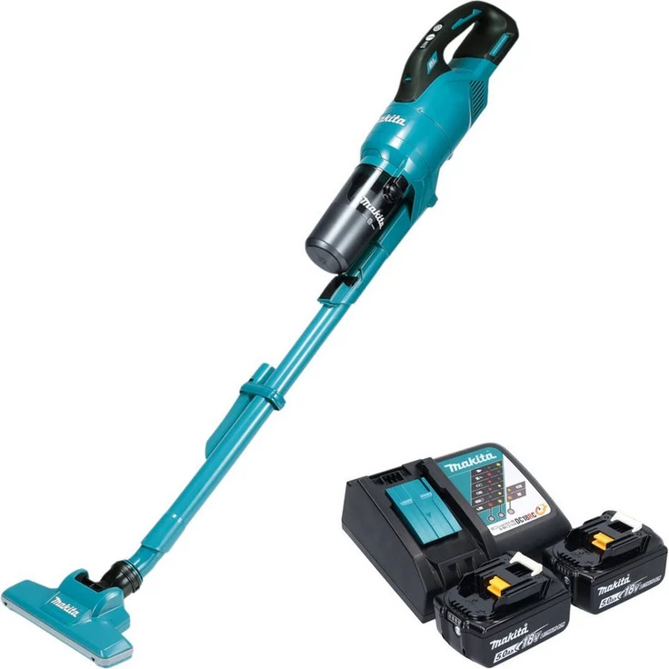 Makita DCL 286 FRT2, Akku-Handstaubsauger 18 V mit Zyklonabscheider, 0,25 l Behälter, 2x 5,0 Ah Akku und Ladegerät