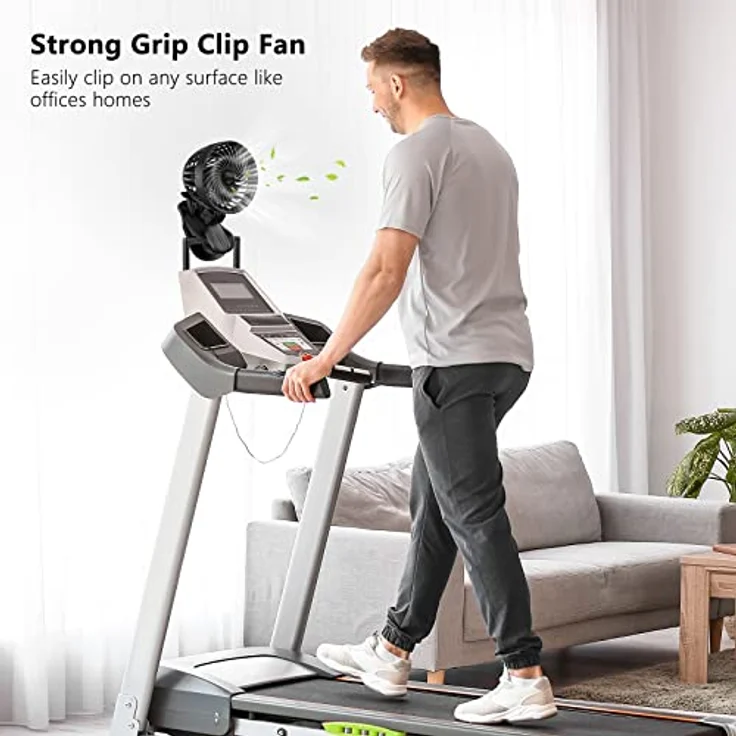 OUILA Mini USB Ventilator, Tischventilator Clip Fan mit 9 Geschwindigkeiten, 360° Drehung, 2-in-1 Design - Schwarz (USB-Betrieben) – Bild 4