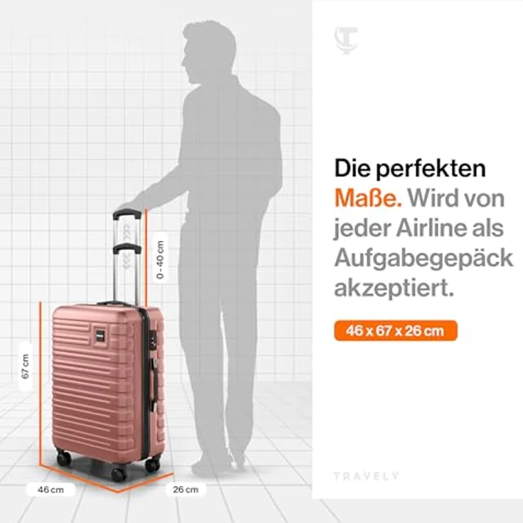 Travely Premium Koffer 24" mit über 75L Volumen, Hartschalen Koffer in Blau mit sanften Rollen & TSA Schloss – Bild 4