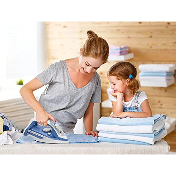 TZS First Austria Dampfbügeleisen, verstellbare Dampfstärke & vertikaler Dampfstoß, 450 ml Wassertank, inkl. Wasserbehälter, in Weiß/Grau/Blau, 2600 W – Bild 4