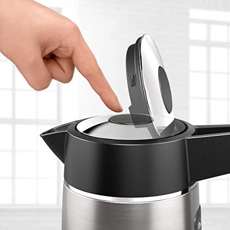 Bosch TWK5P480 DesignLine kabelloser Wasserkocher, Ausgießen ohne Spritzer, Tassenanzeige, extra große Wasserstandsanzeige, Überhitzungsschutz, 1,7 L, 2400 W, Edelstahl – Bild 5
