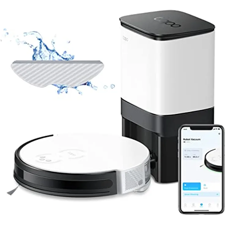 TP-Link Tapo RV10 Plus Saugroboter & Mop + Smart Auto-Empty Dock, 4-Level 2000Pa Saugkraft, Google Assistant & Alexa kompatibel | Auto-Charging | Auto-Boost | 3 Stunden kontinuierliche Reinigung