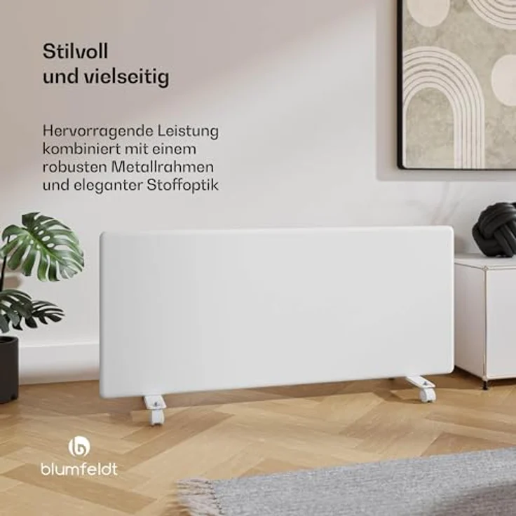 Blumfeldt ThermaTouch Konvektor Heizung 2.000W, Präziser Thermostat, 24h-Timer, IP24, Überhitzungsschutz, Wandmontage/Freistehend, Heizfläche 20 m², Weiß – Bild 3