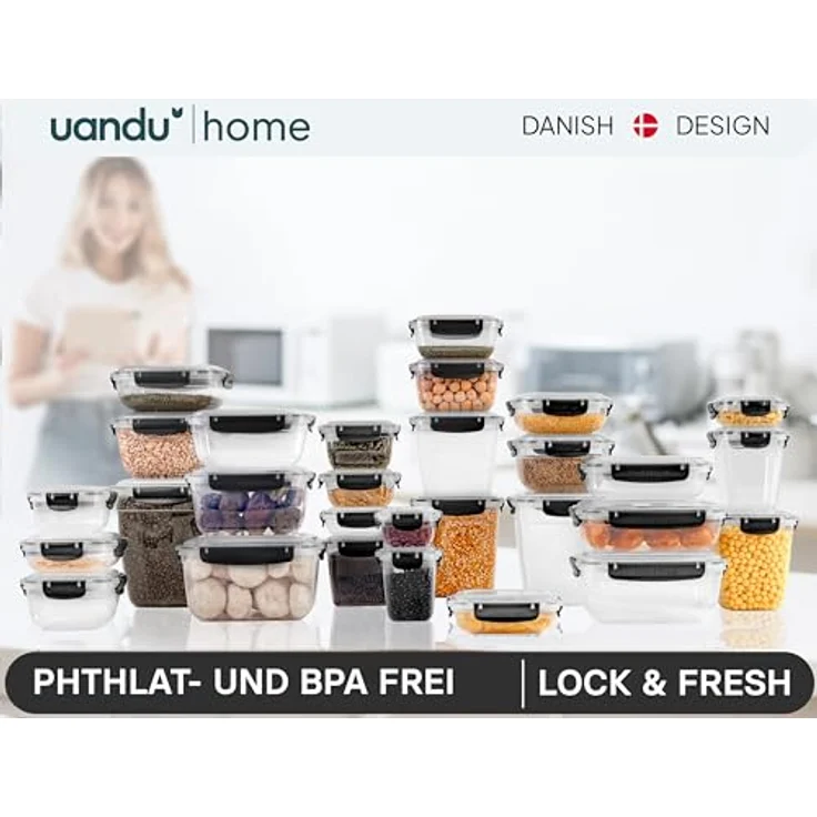 UANDU Lock & Fresh 5er Vorratsdosen Set, luft- und wasserdicht, BPA-frei, Anthrazit – Bild 8
