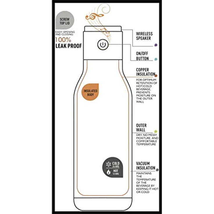 Asobu Wireless Bottle, isolierte Trinkflasche mit Lautsprecher, burgunder, 0.5 L – Bild 4