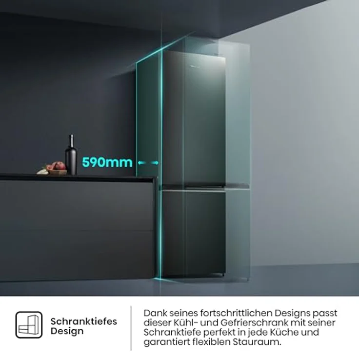 HISENSE RB3N300NEFA Kühlgefrierkombination, 304 l, No Frost, 1873 mm hoch, Schwarz, mit elektronischer Steuerung und Holiday Modus – Bild 7