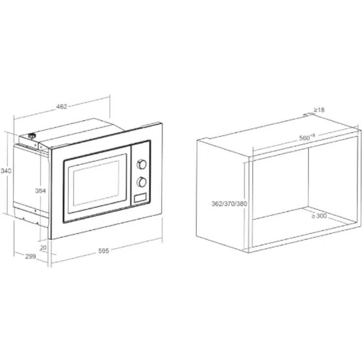 Oranier Mikrowelle, Schwarz, mit Kindersicherung, Garraumbeleuchtung, elektronischem Bedienfeld und LED-Display, 59.5x38.4x31.9 cm – Bild 3