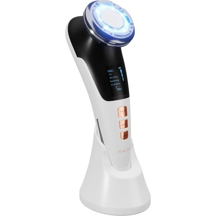 Beautifly Elektrische Gesichtsreinigungsbürste B-GLOSSY-PRO 8in1 Mesotherapie nadellos Gelb, Blau, Rot - Ultraschall-Reinigung, EMS-Gesichtsstraffung, Kollagensynthese - Preisvergleich – Bild 1