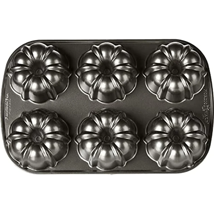 Nordic Ware Original Gugelhupfform Aluguss Mini Gugelhupfform für 6 Kuchen, Kuchenform Farbe: Graphit – Bild 4