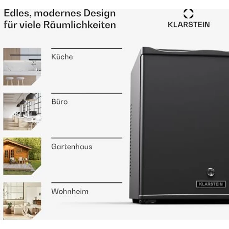 Klarstein Kühlschrank - mit Glastüre, 28L Mini-Kühlschrank für Getränke & Snacks, Klein & Leise, Verstellbare Ablagen, Schloss, wechselbarer Türanschlag, höhenverstellbare Füße, Schwarz – Bild 5
