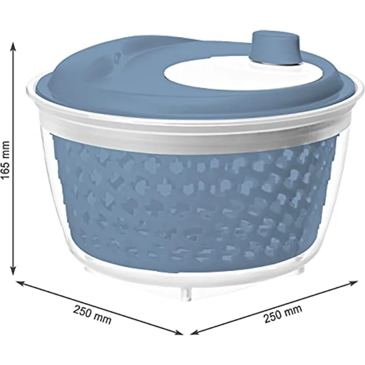 Rotho 1722406161 Fresh Salatschleuder, Kunststoff (PP) BPA-frei, blau/transparent, 4,5l (25,0 x 25,0 x 16,5 cm) – Bild 3