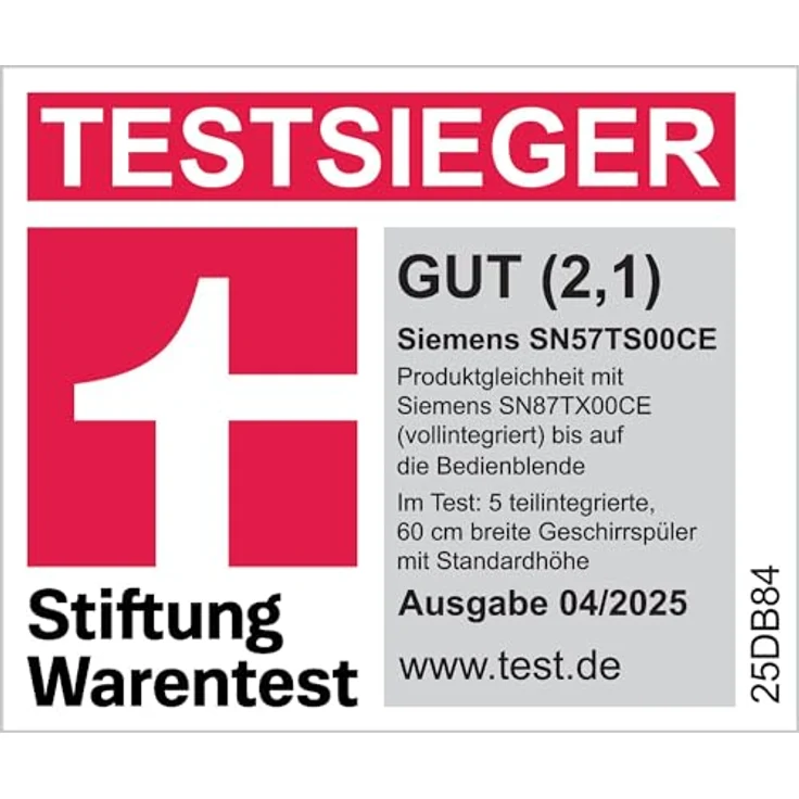 Siemens SN57TS00CE teilintegrierbarer Geschirrspüler, 14 Maßgedecke, Zeolith-Trocknung, 43 dB, Home Connect, flexComfort Pro, Energieklasse A, 60 cm – Bild 3