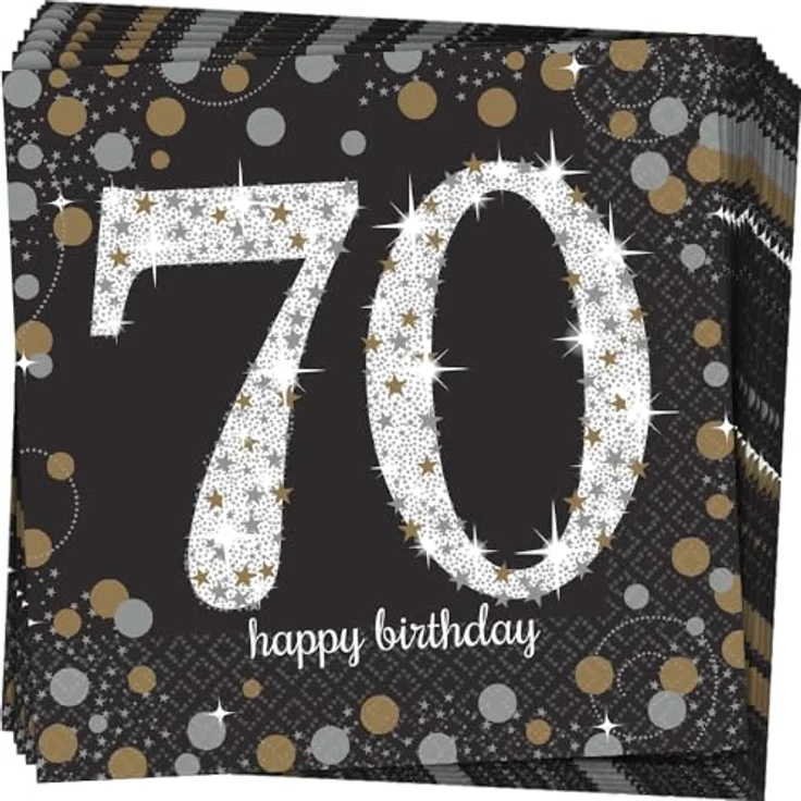 Glitzernde Servietten in Gold Schwarz für Runden Geburtstag – Bild 2