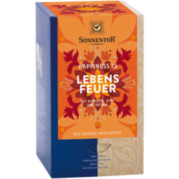 Sonnentor Lebensfeuer Tee Bio, würzig-süß mit Kurkuma, Zimt & Safran, 30,60 g