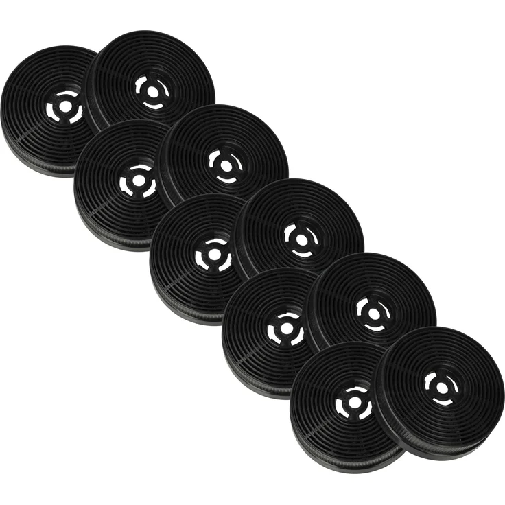 vhbw Aktivkohlefilter K113, 10er Set für Dunstabzugshaube, rund, schwarz, effektiv gegen Gerüche und Ablagerungen