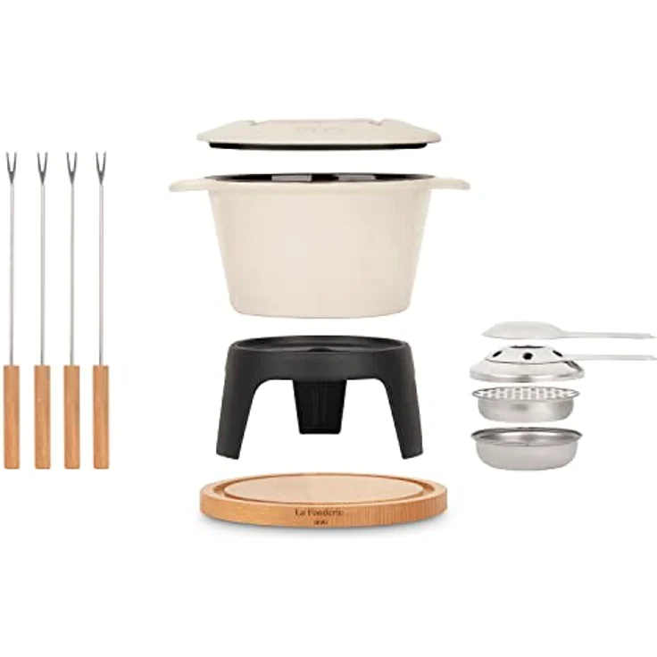 La Fonderie 1890 Fondue-Set aus Gusseisen, Beige, 4 personnes – Bild 4
