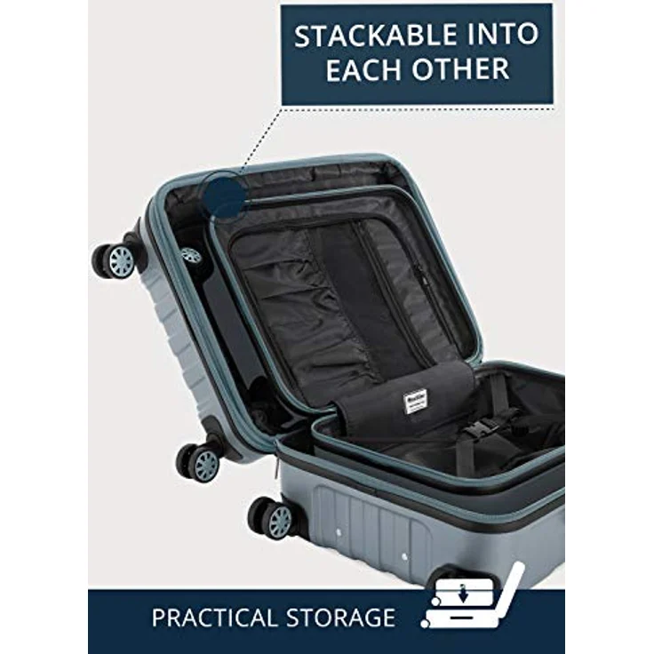 Suitline - Hartschalen-Koffer Koffer Trolley Rollkoffer Reisekoffer 4 Rollen TSA 100% ABS, 76 cm, 86 L – Bild 10