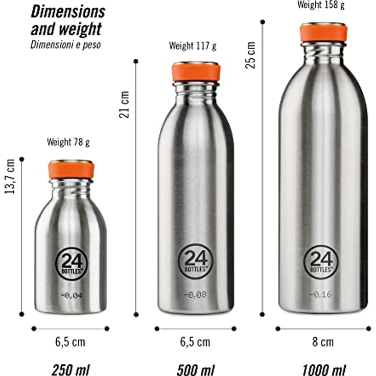 24Bottles Urban - 1L/500ml/250ml Wasserflasche, Trinkflasche mit 100% Dichtem Verschluss Öko BPA-freie Edelstahl-Trinkgflaschen [Nicht thermisch, Ultraleicht] – Bild 5