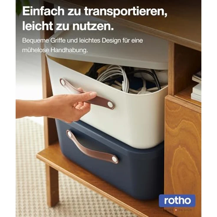Rotho Maloja 3er-Set Aufbewahrungsbox mit Deckel 25l, Kunststoff, anthrazit - Praktische Ordnungsboxen im Set mit 25 Liter Fassungsvolumen – Bild 5