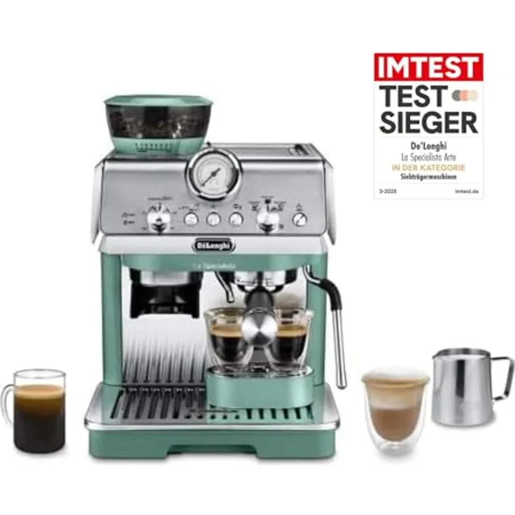 De'Longhi La Specialista Arte, Siebträgermaschine mit integriertem Mahlwerk, 3 voreingestellten Rezepten und My Latte Art Dampfstab