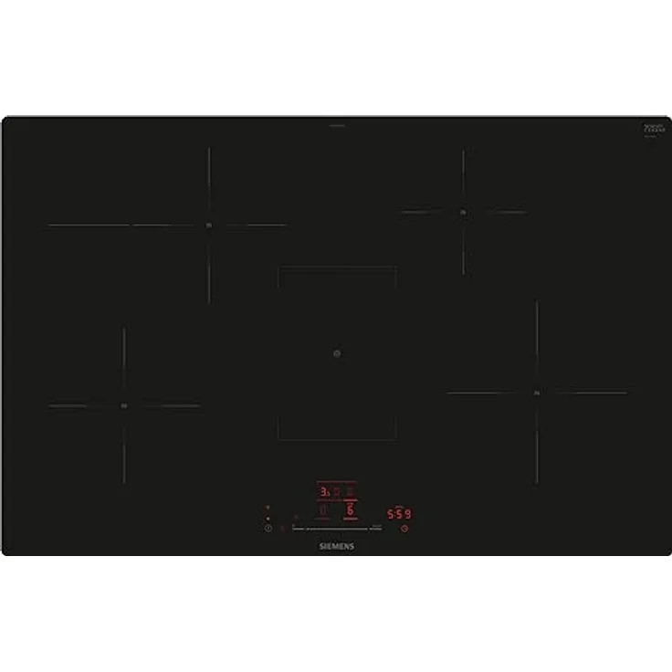Siemens EH801HFB1E iQ300, Smartes Induktionskochfeld, 80 cm, Schwarz, flächenbündig, TouchSlider, Dunstabzugsautomatik – das perfekte Zusammenspiel von Kochfeld und Dunstabzugshaube