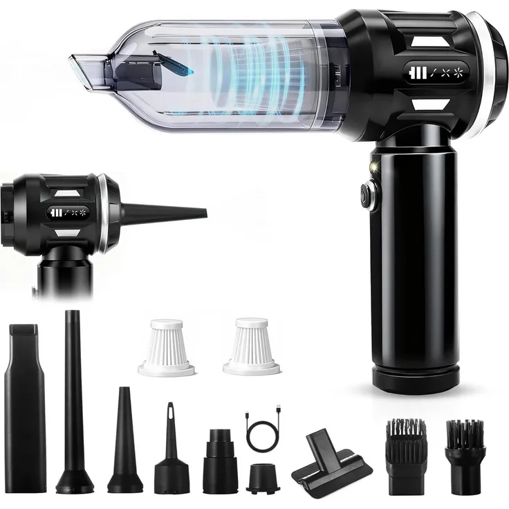 ZMH Handstaubsauger Akku-Handstaubsauger 4 in 1 mit 17.000 Pa Saugkraft, Bürstenlosem Motor, beutellos, mit USB-C Ladegerät und HEPA-Filter