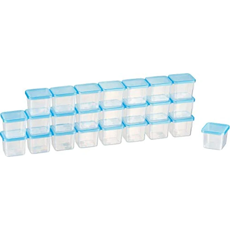 MiraHome Gefrierdosen Set 24x0,03L, Durchsichtig Transparent Blau, luftdicht, stapelbar, BPA-frei, temperaturbeständig, ideal für kleine Lebensmittelportionen – Bild 1
