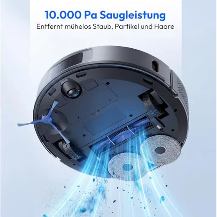 MEDION Saugroboter X51 SW+, 2-in-1 mit Absaugstation, 10000Pa Saugkraft, Lasernavigation und Wischfunktion, grau – Bild 5