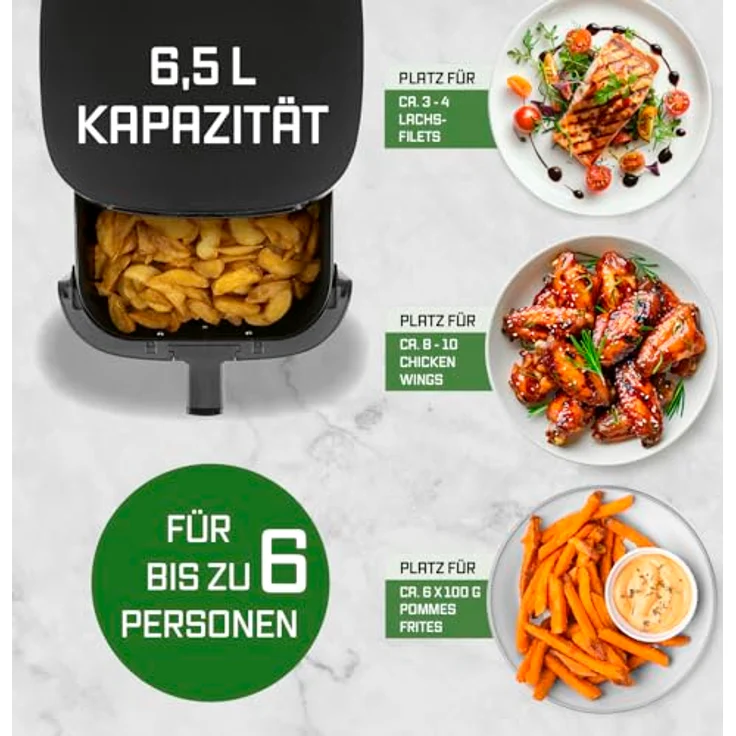 "GOURMETmaxx Heißluftfritteuse 6,5 l, Airfryer mit Touchscreen, Timer und 11 Programmen" – Bild 3