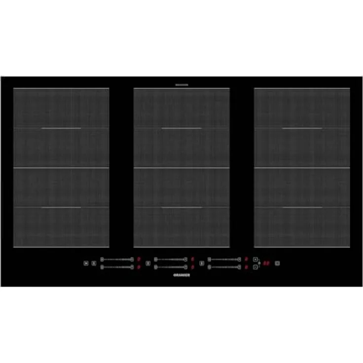 Oranier FLI690, Induktionskochfeld 90 cm autark mit 6 Kochzonen, Brückenschaltung, Multi-Slider Bedienung, 9 Leistungsstufen, Booster und Timer