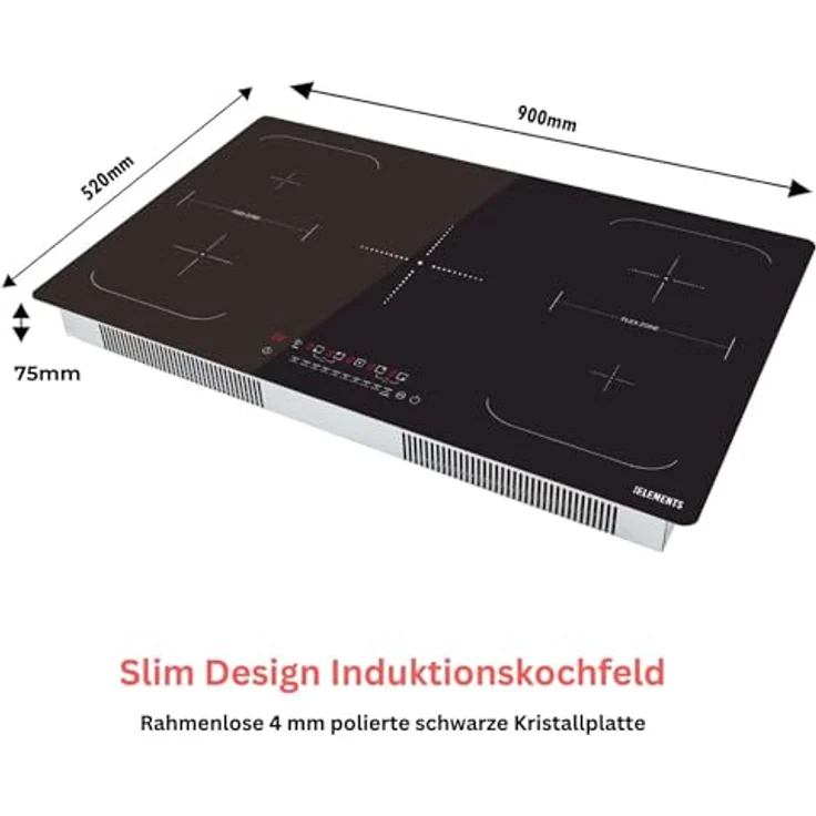 KB ELEMENTS Autarkes Herdset, 60cm Einbaubackofen mit Air Fry Funktion und 90cm Induktionskochfeld mit zwei Flexzonen, 14 Funktionen, inklusive Grill und Heißluft – Bild 4