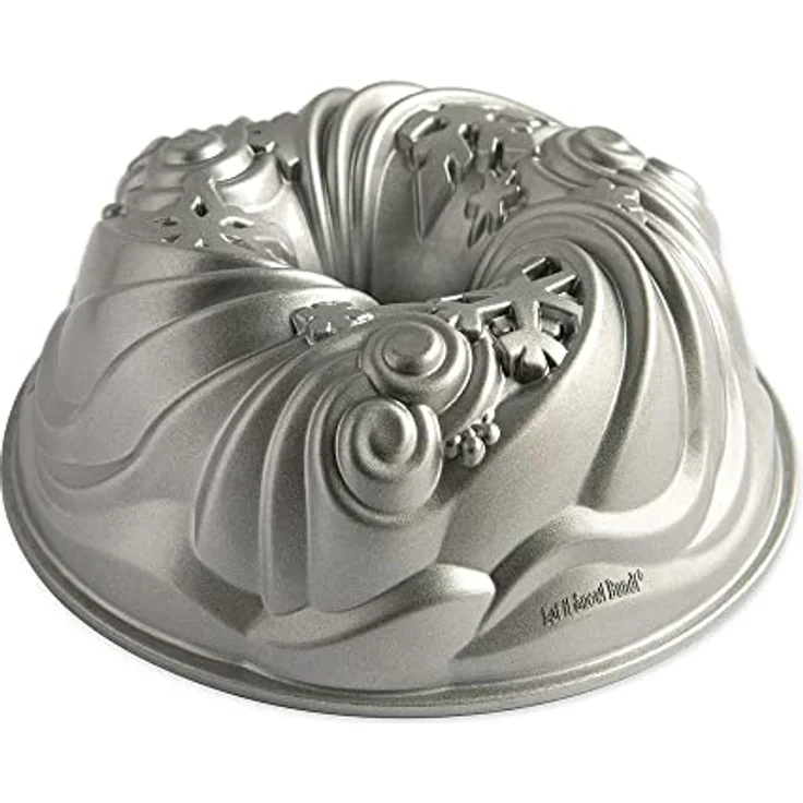 Nordic Ware Let It Snow Gugelhupfform, Aluminium-Antihaft-Backform, Silber, 10 Tassen Kapazität – Bild 1