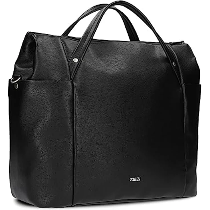 ZWEI Handtasche Pia PI160, Shopper aus genarbtem Kunstleder, elegant und praktisch, schwarz, 49 x 16 x 36 cm – Bild 1