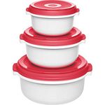 Emsa 518999 Micro Family Mikrowellengeschirr, Set 3-teilig, weiß/rot