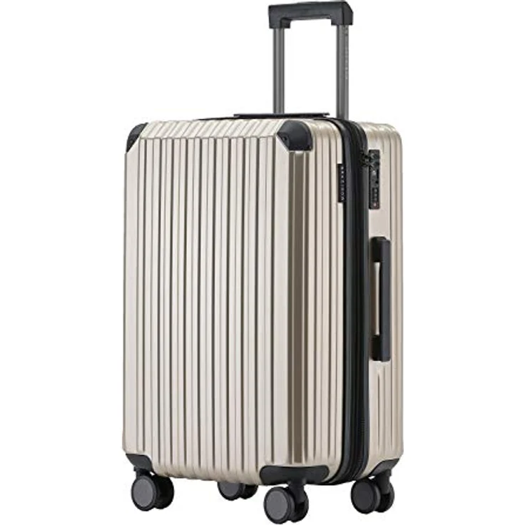 Münicase M816 Reisekoffer, Hartschale mit TSA-Schloss, 4 Rollen, Dehnungsfuge, 76 cm, Champagner – Bild 1