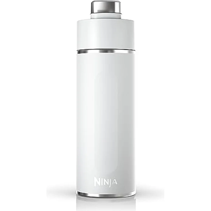 Ninja Thirsti Wasserflasche/Thermobecher to go, 700ml, kohlensäurehaltig & heiß/kalt, auslaufsicher, dreifach isoliert, Edelstahlflasche, Weiß – Bild 1