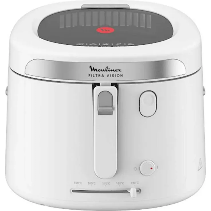 Moulinex AF2541E0, 2,1 l Heißluftfritteuse mit 1900 W, weiß, digitale Steuerung, Filtra Vision Technologie, spülmaschinengeeigneter Korb, für bis zu 4 Personen