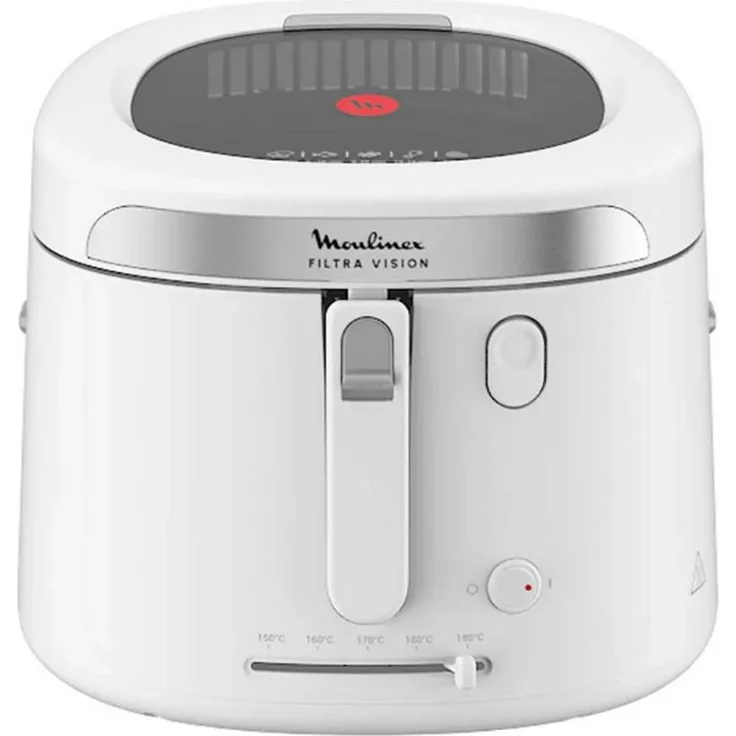 Moulinex AF2541E0, 2,1 l Heißluftfritteuse mit 1900 W, weiß, digitale Steuerung, Filtra Vision Technologie, spülmaschinengeeigneter Korb, für bis zu 4 Personen