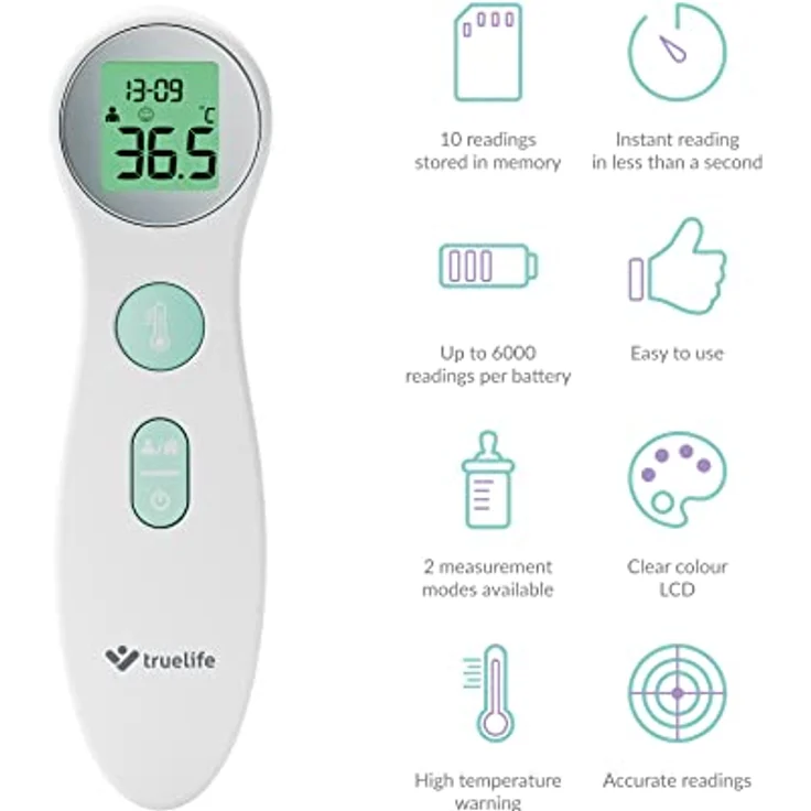TrueLife Care Q6 Fieberthermometer kontaktlos Akkurates Berührungsloses ...