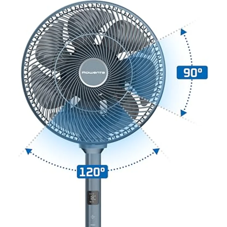 Rowenta Turbo Swift Silence QV5041F0, Standventilator mit multidirektionaler Schwenkfunktion, 18 Geschwindigkeitsstufen, 12h Timer, bis zu 50% Energieeinsparung, extrem leise, Blau – Bild 5