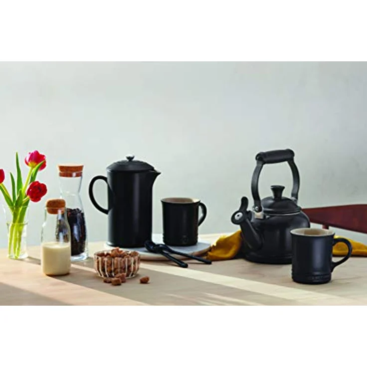 Le Creuset Kaffee-Bereiter-French Press mit Edelstahl-Presseinsatz, 800 ml, Steinzeug, Schwarz – Bild 4
