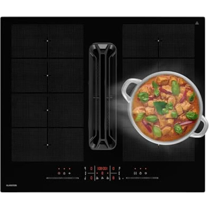 Klarstein AirJet FlexPro DSM_AirjFlexPro_60BK, Induktions-Kochfeld mit integrierter Dunstabzugshaube, 4 Zonen, 14 kW, A+ Effizienz, schwarz – Bild 1