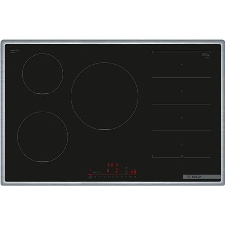 Bosch PXV845HC1E Serie 6 Smartes Induktionskochfeld (autark), 80 cm breit, Freie Platzwahl, 28 cm große Induktions-Kochzone, Umlaufender Rahmen, Kochfeldbasierte Haubensteuerung – Bild 1