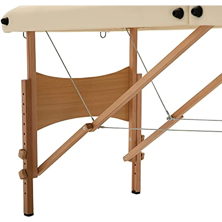 HOMCOM Massagetisch, faltbar, höhenverstellbar, aus Buchenholz, weiß, 182x87x60 cm, bis 250 kg belastbar, inkl. Tragetasche – Bild 8